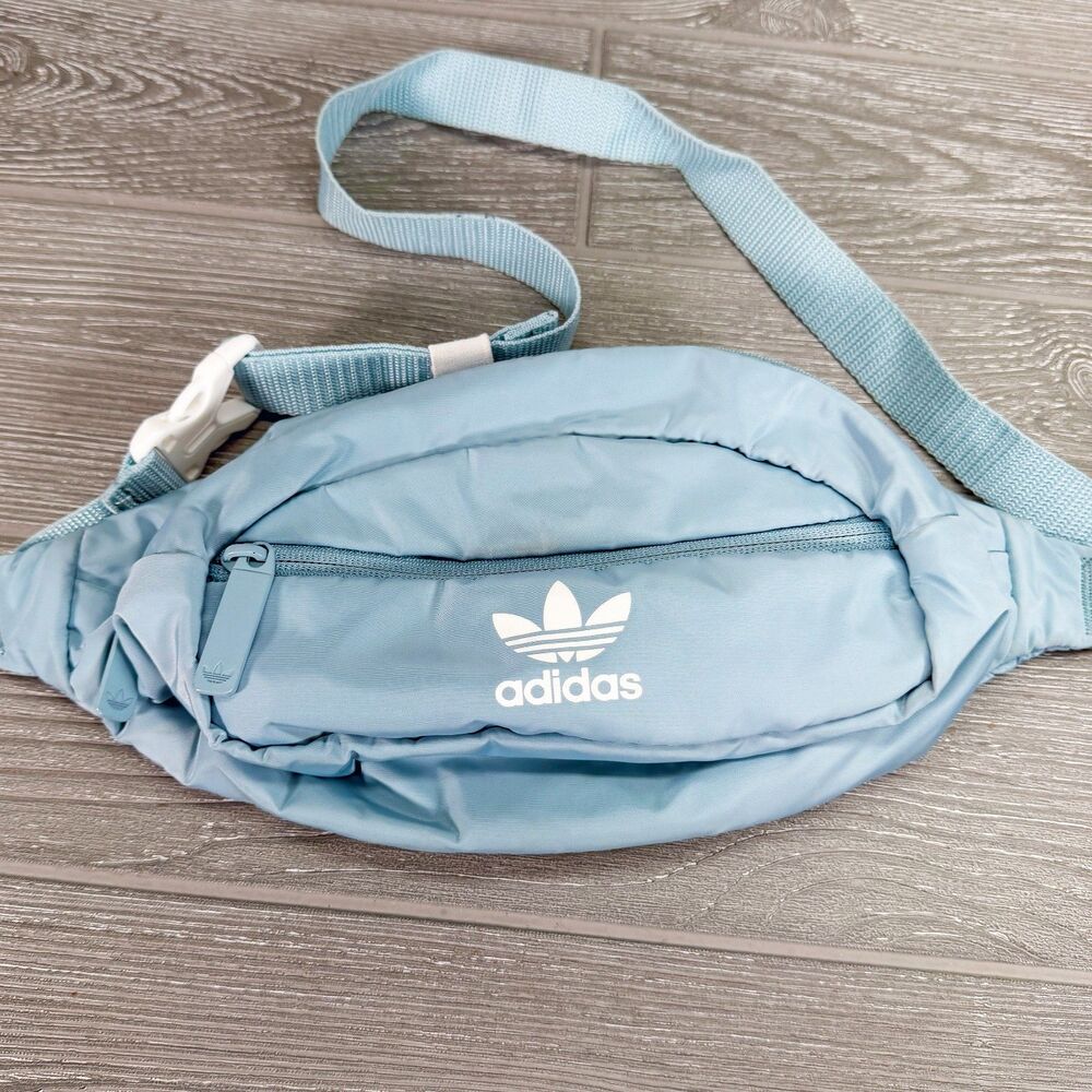 Adidas Original National Waist Pack Bag Ash Grey White Blue Travel Hiking Bag